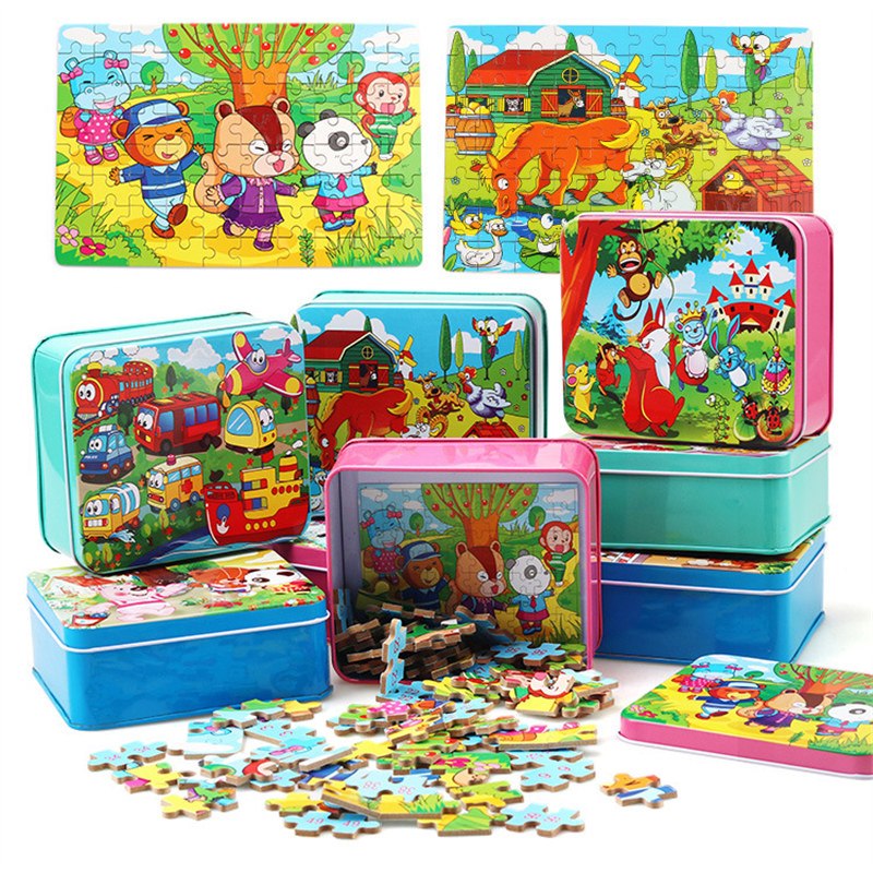 80PCS Wooden Animal Learning Puzzle