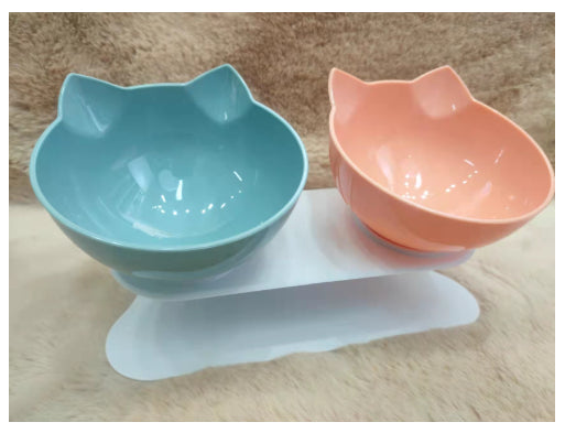 New Inclined Food Cat Ear Oblique Mouth Transparent Single Pet Bowl