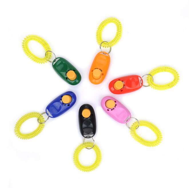 Dog Clicker Training Trainer With Key Ring And Wrist Strap In 7 Colors