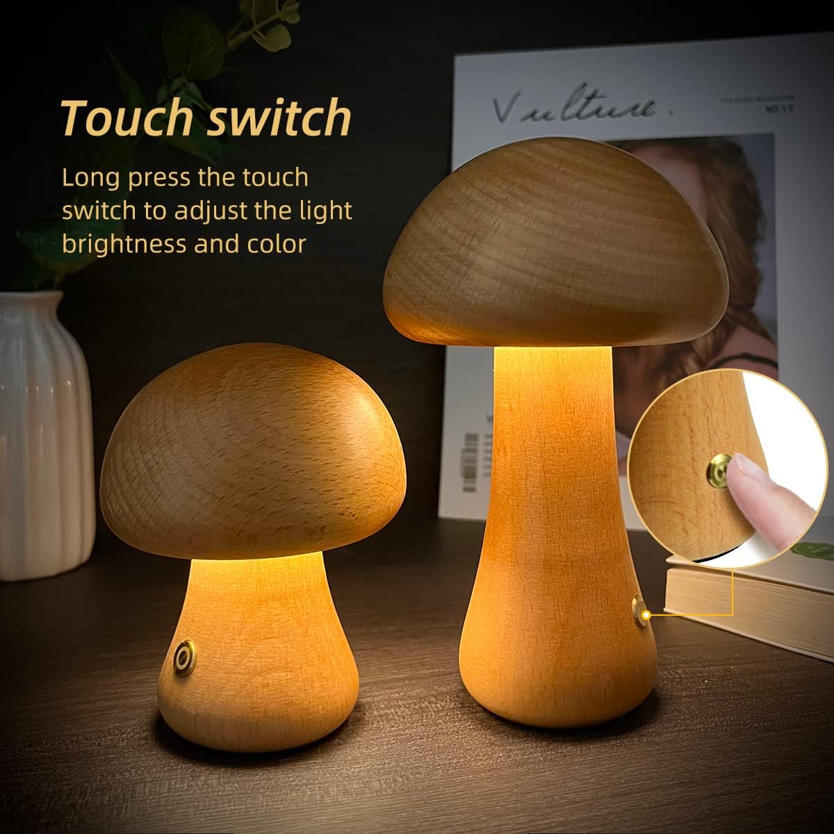 Mushroom Touch LED Bedside Lamp