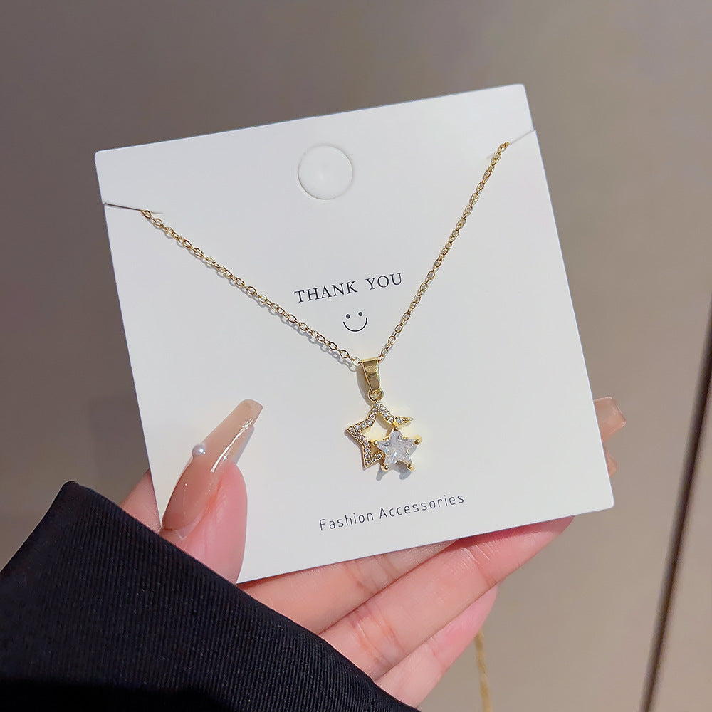Five-pointed Star Zircon Titanium Steel Necklace That Wont Fade