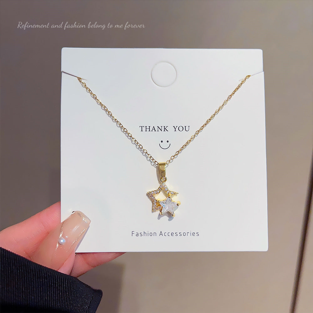 Five-pointed Star Zircon Titanium Steel Necklace That Wont Fade